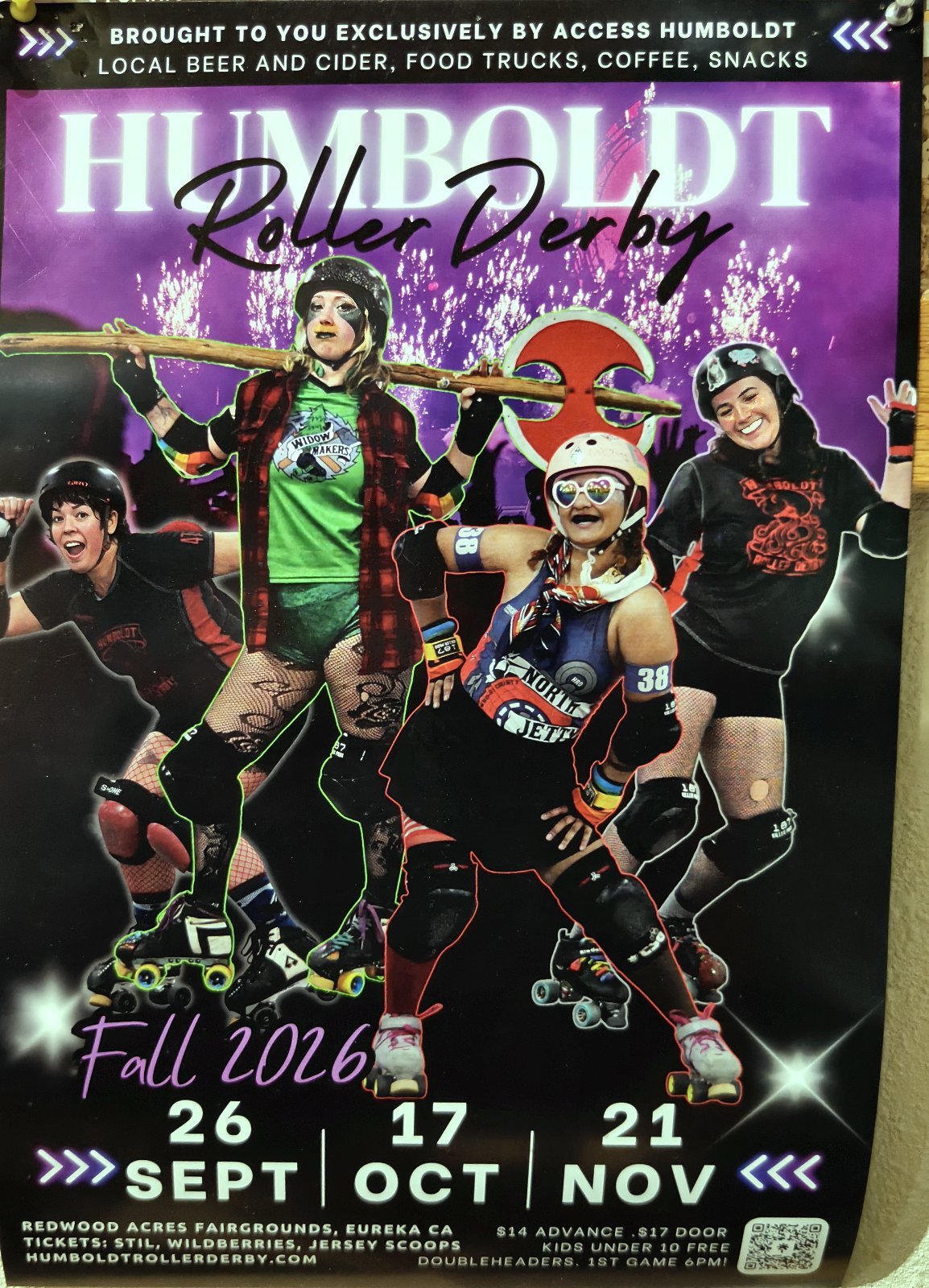 Flyer for Humboldt Roller Derby, Fall 2026