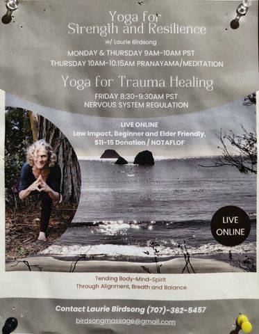 Flyer for Yoga for Strength and Resilience and Yoga for Trauma Healing