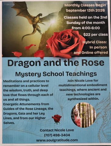 Flyer for Dragon and the Rose: Mystery School Teachings