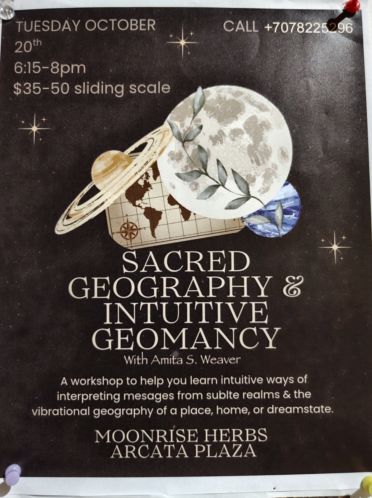 Flyer for Sacred Geography & Intuitive Geomancy