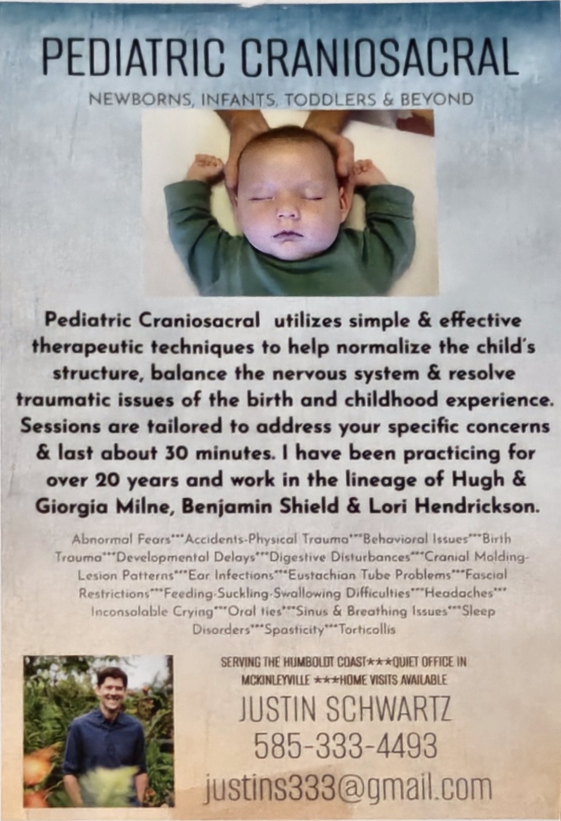 Flyer for Pediatric Craniosacral