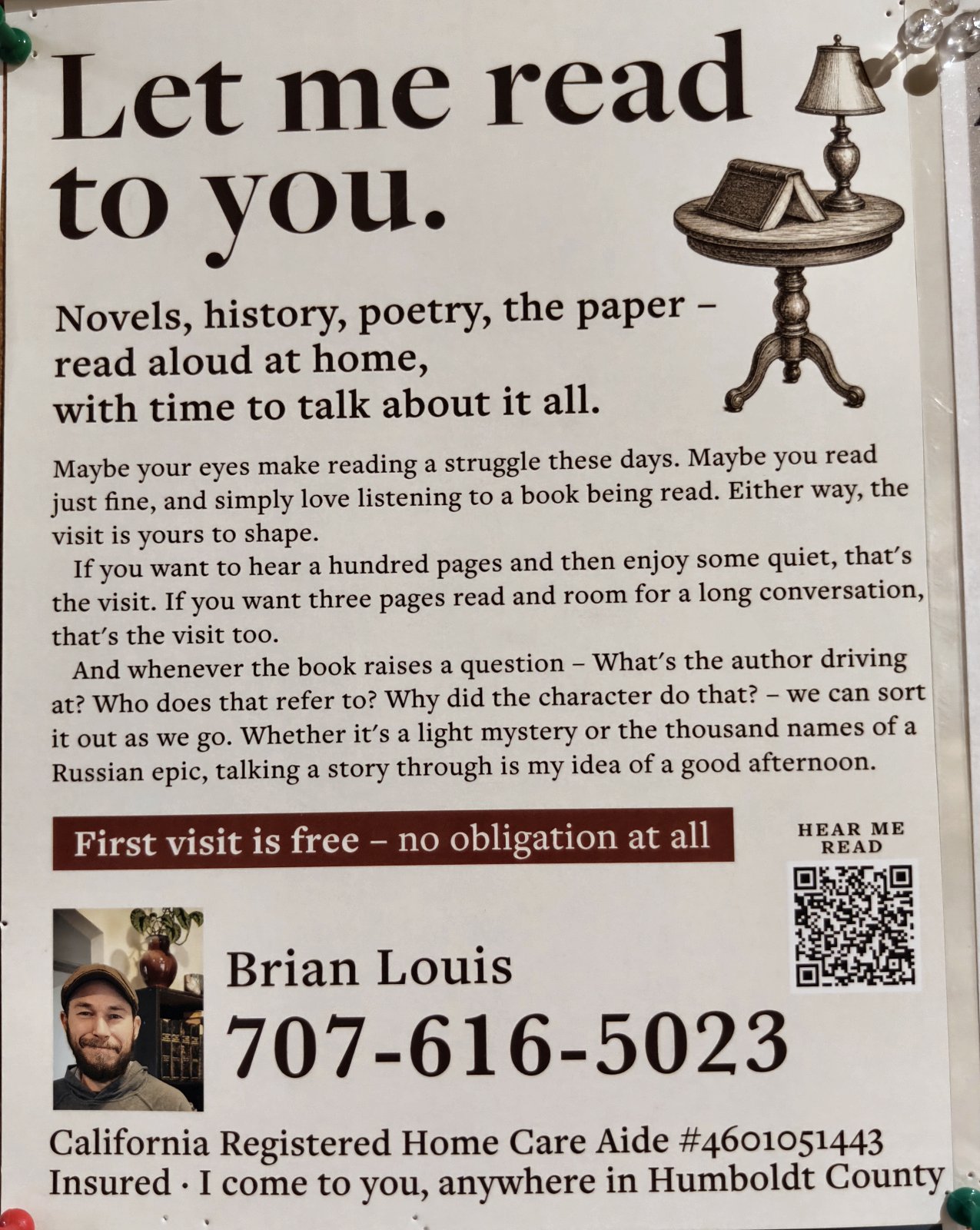Flyer for Let me read to you.