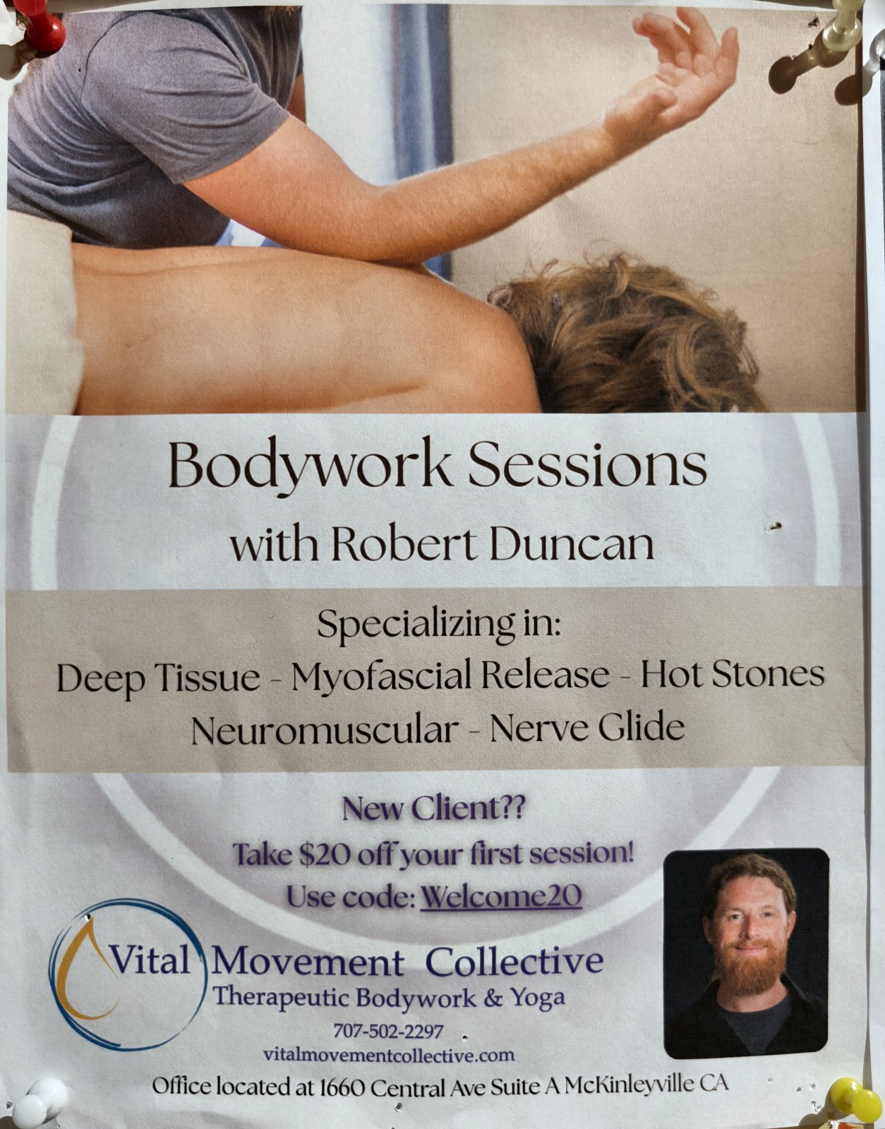Flyer for Bodywork Sessions with Robert Duncan