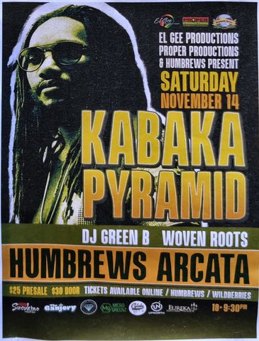 Flyer for Kabaka Pyramid Humbrews Arcata
