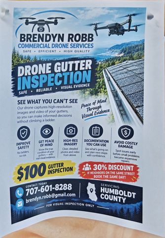 Flyer for Brendyn Robb Commercial Drone Services: Drone Gutter Inspection