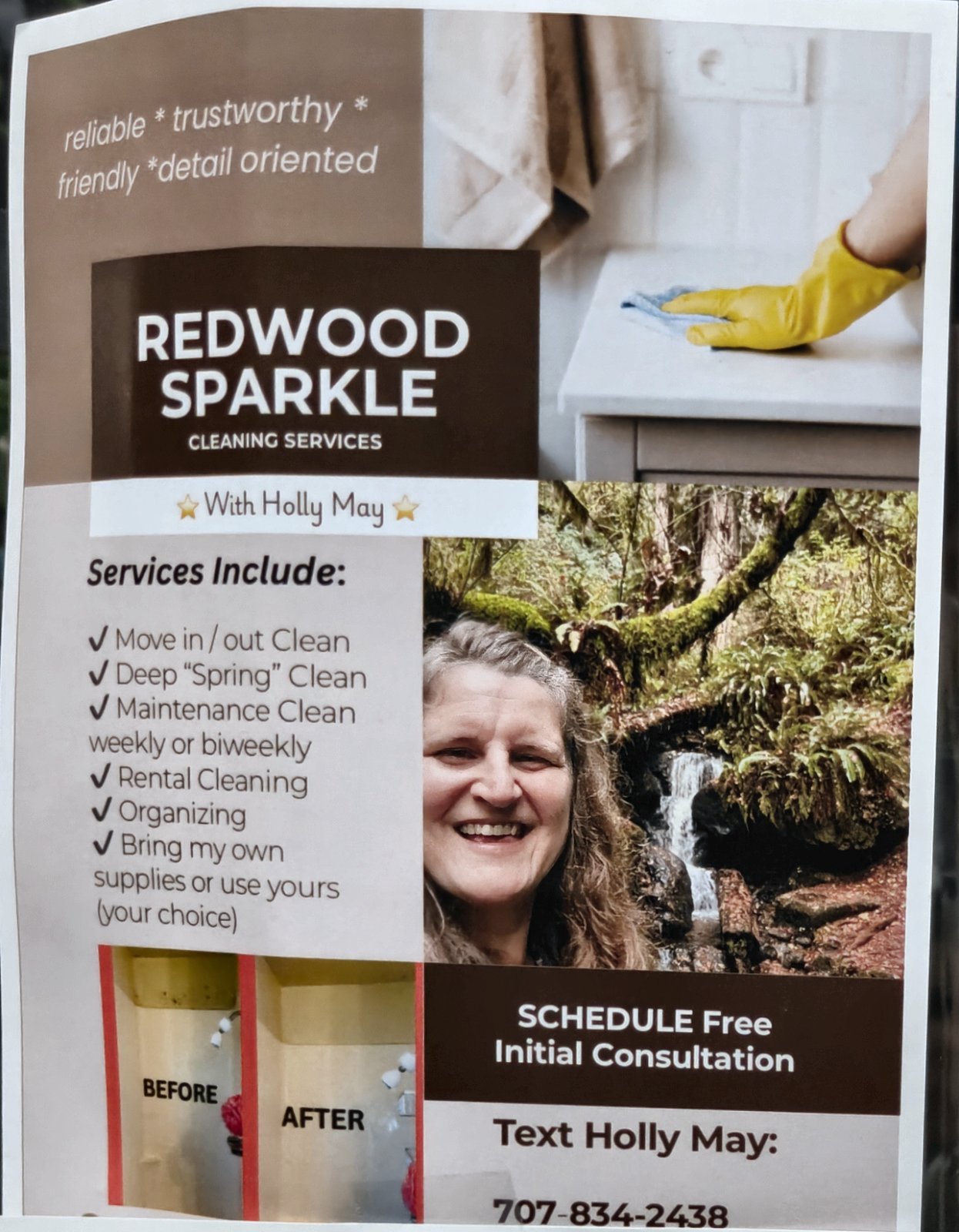 Flyer for Redwood Sparkle Cleaning Services