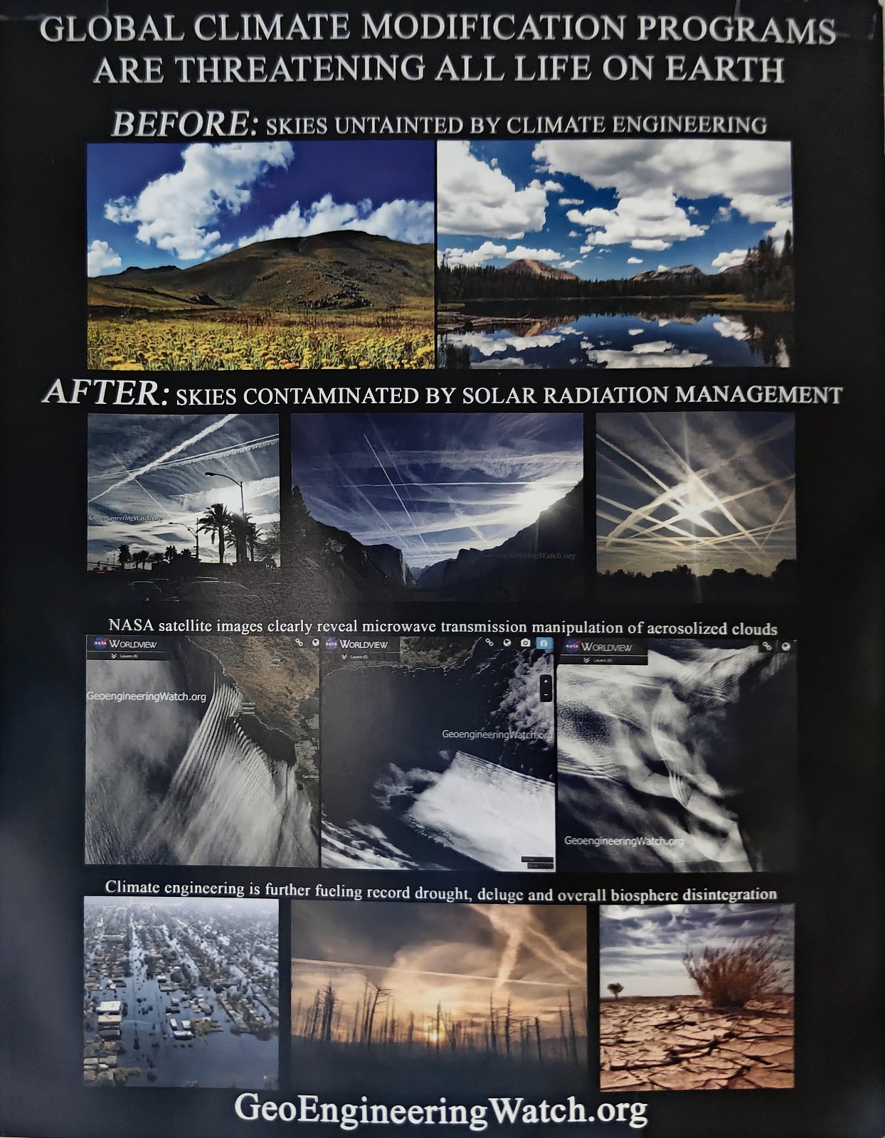 Flyer for Global Climate Modification Programs Are Threatening All Life on Earth