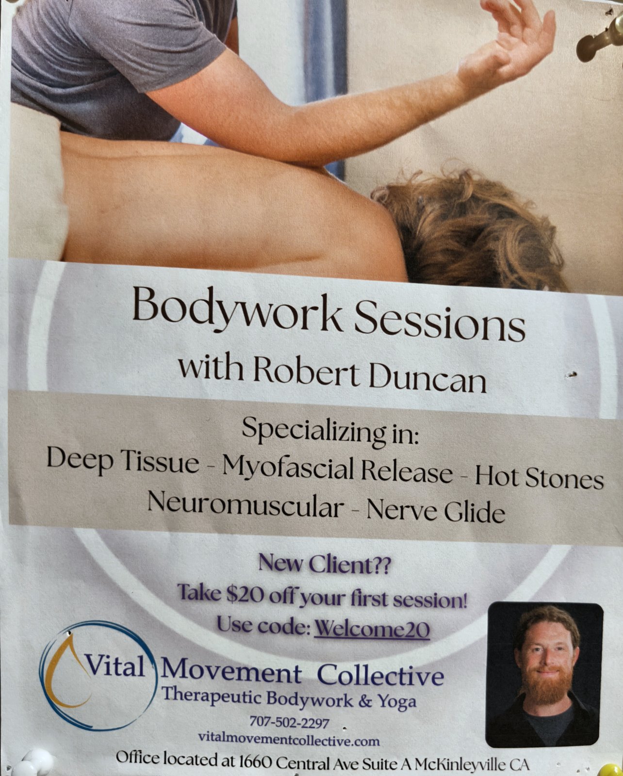 Flyer for Bodywork Sessions with Robert Duncan