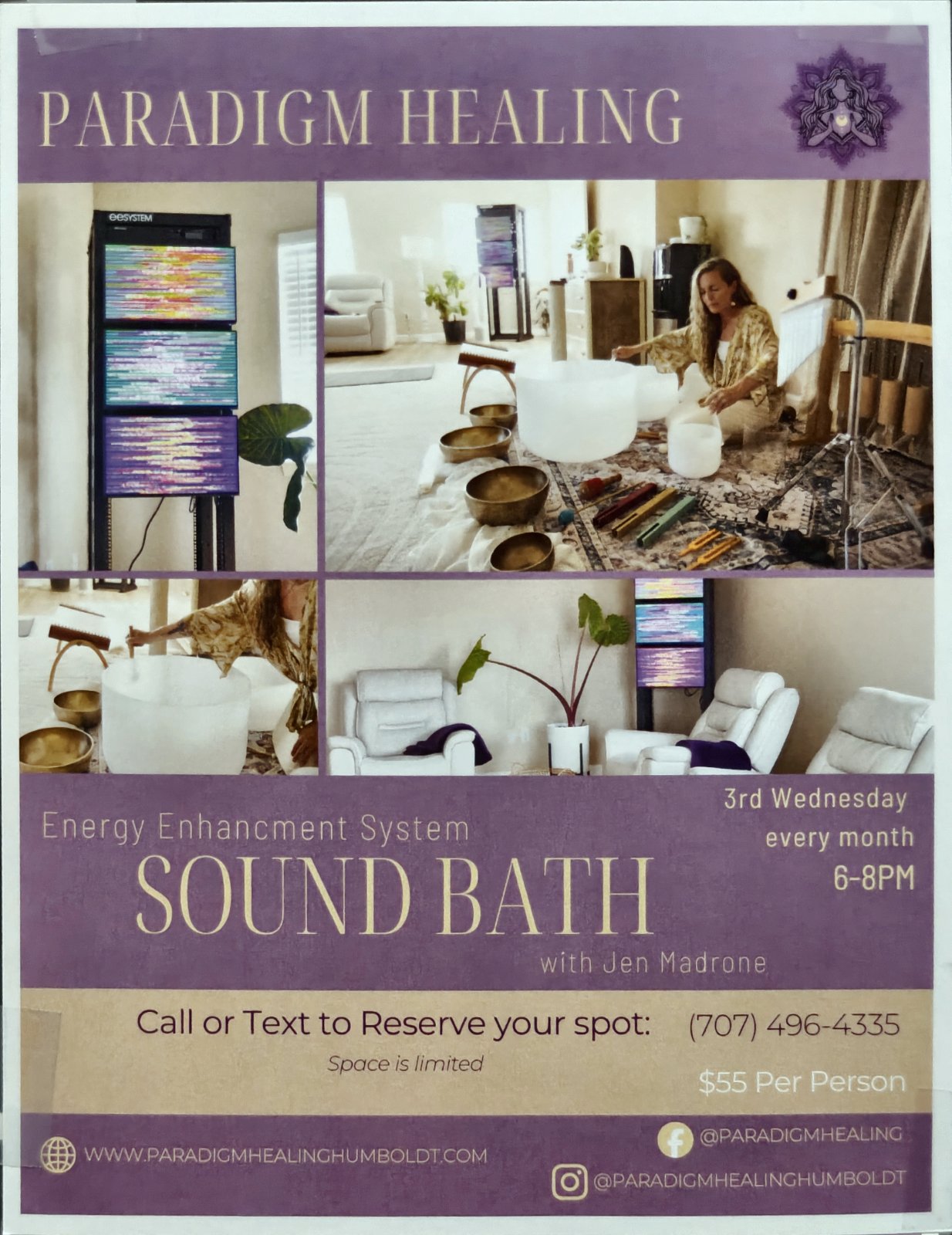 Flyer for Paradigm Healing Sound Bath