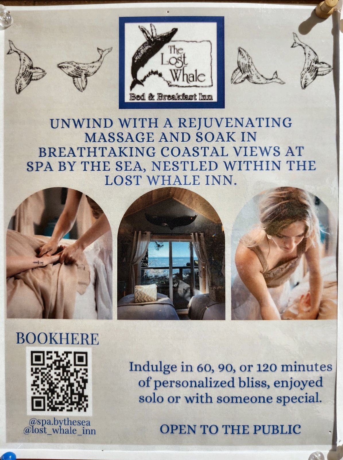 Flyer for Spa by the Sea at The Lost Whale Inn