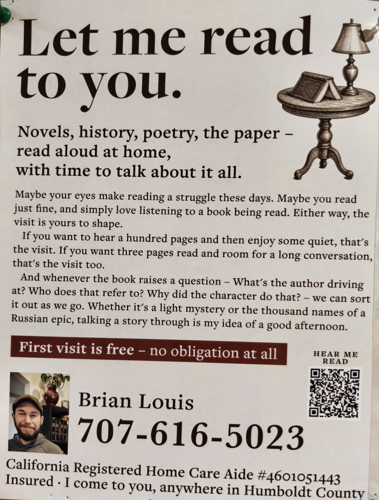 Flyer for Let me read to you.
