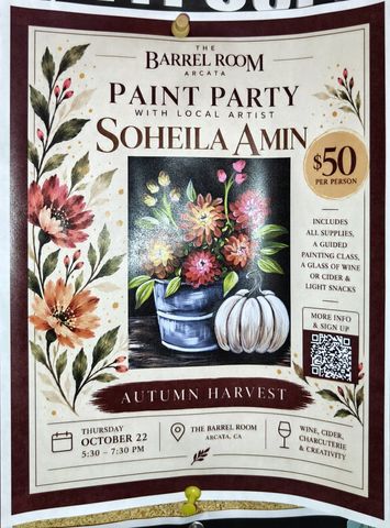 Flyer for Paint Party with Local Artist Soheila Amin