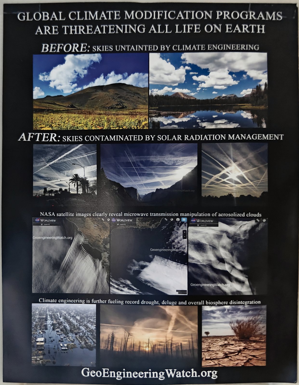 Flyer for Global Climate Modification Programs Are Threatening All Life On Earth