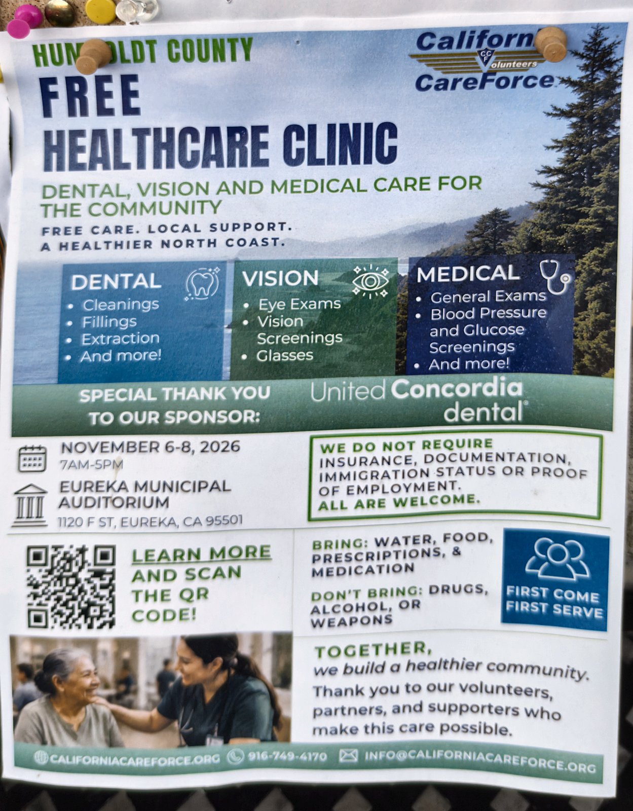 Flyer for Humboldt County Free Healthcare Clinic